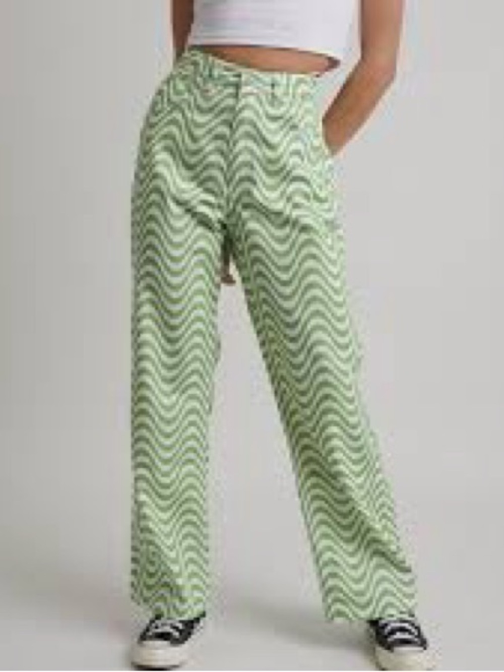 The Ragged Priest Green Wave-Print Jeans Size 28